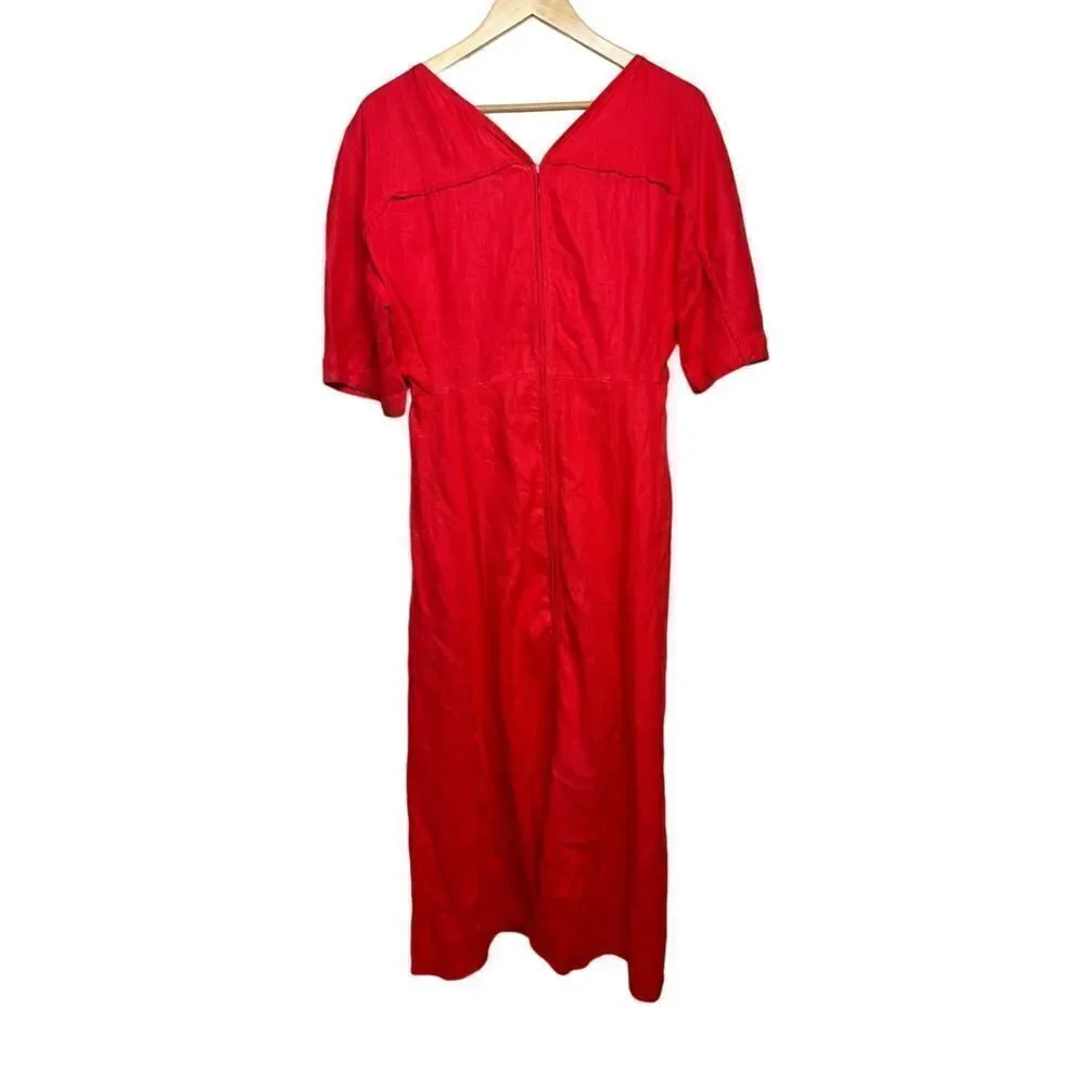 Mara Hoffman Sicily Hemp Dress in Red Sz. 8 - Picture 5 of 6
